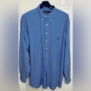 Ralph Lauren 4XTL Blue and White Casual Button Down Shirt